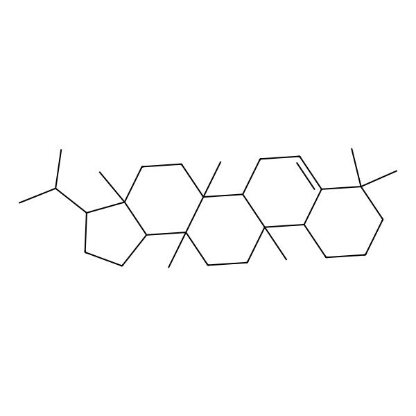 2D Structure of 3a,5a,8,8,11b,13a-Hexamethyl-3-propan-2-yl-1,2,3,4,5,5b,6,9,10,11,11a,12,13,13b-tetradecahydrocyclopenta[a]chrysene