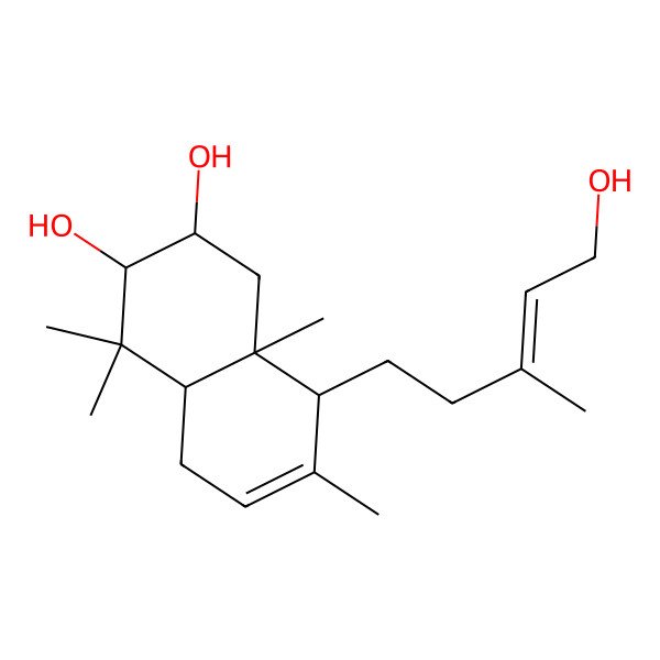 2D Structure of (2R,3S,4aS,8R,8aR)-8-[(E)-5-hydroxy-3-methylpent-3-enyl]-4,4,7,8a-tetramethyl-1,2,3,4a,5,8-hexahydronaphthalene-2,3-diol