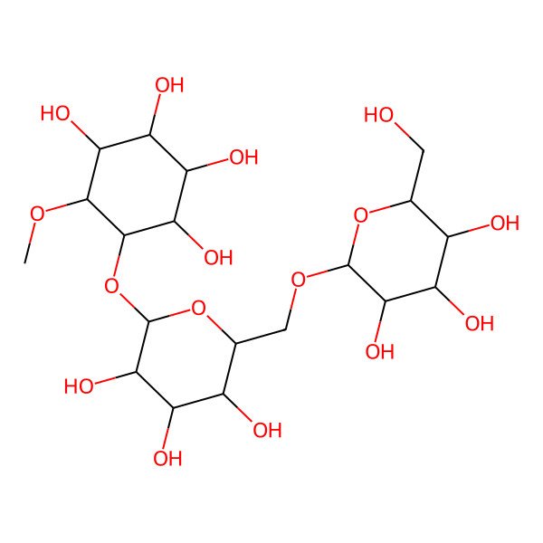 2D Structure of (1S,2S,3S,4R,5S,6S)-5-methoxy-6-[(2R,3R,4S,5R,6R)-3,4,5-trihydroxy-6-[[(2S,3R,4S,5R,6R)-3,4,5-trihydroxy-6-(hydroxymethyl)oxan-2-yl]oxymethyl]oxan-2-yl]oxycyclohexane-1,2,3,4-tetrol