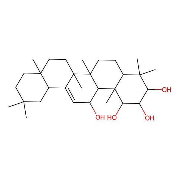 2D Structure of 4,4,6a,6b,8a,11,11,14b-Octamethyl-1,2,3,4a,5,6,7,8,9,10,12,12a,14,14a-tetradecahydropicene-1,2,3,14-tetrol 2D Structure of 4,4,6a,6b,8a,11,11,14b-Octamethyl-1,2,3,4a,5,6,7,8,9,10,12,12a,14,14a-tetradecahydropicene-1,2,3,14-tetrol