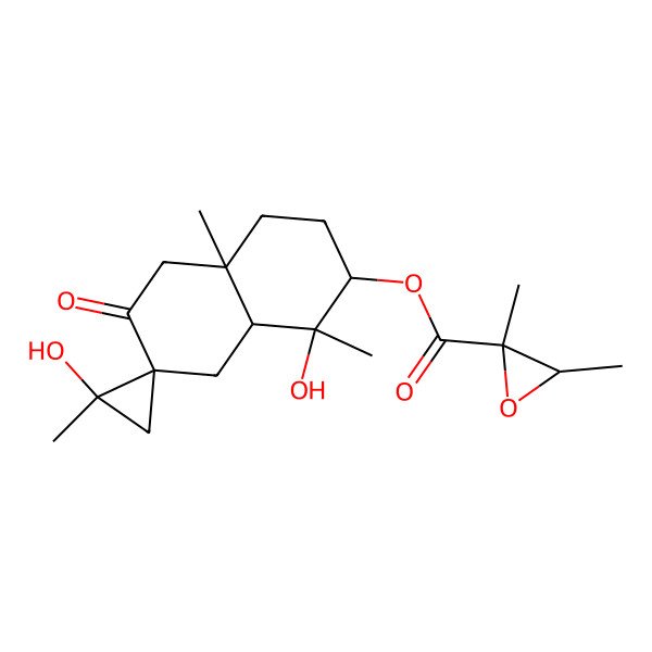 2D Structure of (1,2'-Dihydroxy-1,2',4a-trimethyl-6-oxospiro[2,3,4,5,8,8a-hexahydronaphthalene-7,1'-cyclopropane]-2-yl) 2,3-dimethyloxirane-2-carboxylate