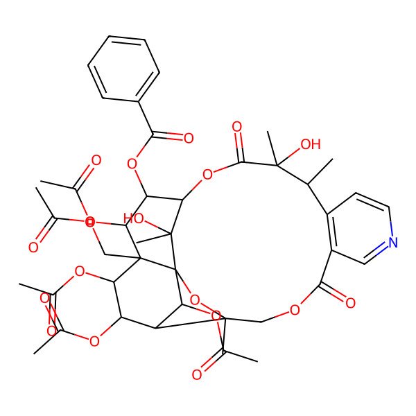 2D Structure of [(1S,3R,13S,14S,17S,18R,19R,20R,21S,22R,23R,24R,25S)-19,21,22,24-tetraacetyloxy-20-(acetyloxymethyl)-14,25-dihydroxy-3,13,14,25-tetramethyl-6,15-dioxo-2,5,16-trioxa-9-azapentacyclo[15.7.1.01,20.03,23.07,12]pentacosa-7(12),8,10-trien-18-yl] benzoate