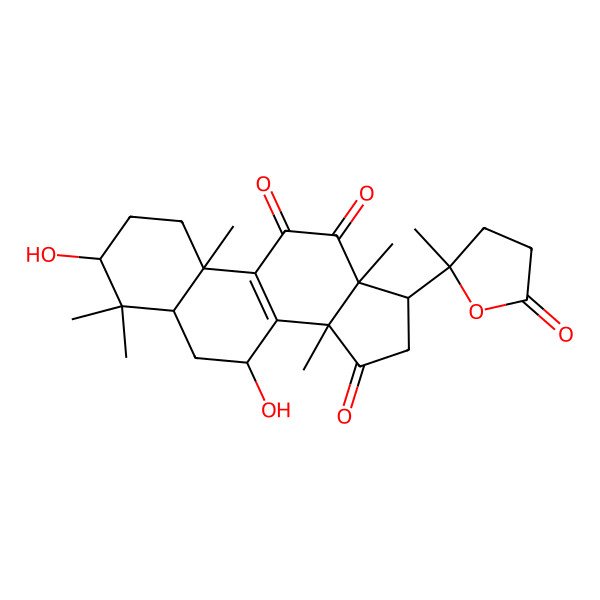 2D Structure of 3,7-Dihydroxy-4,4,10,13,14-pentamethyl-17-(2-methyl-5-oxooxolan-2-yl)-1,2,3,5,6,7,16,17-octahydrocyclopenta[a]phenanthrene-11,12,15-trione