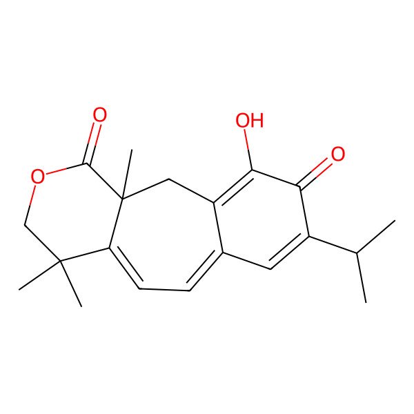 2D Structure of (3R)-15-hydroxy-3,7,7-trimethyl-13-propan-2-yl-5-oxatricyclo[9.4.0.03,8]pentadeca-1(15),8,10,12-tetraene-4,14-dione