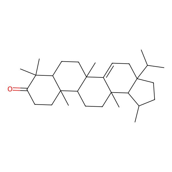 2D Structure of (1S,3aR,5bR,7aR,11aR,11bR,13aS,13bR)-1,5b,8,8,11a,13a-hexamethyl-3a-propan-2-yl-2,3,4,6,7,7a,10,11,11b,12,13,13b-dodecahydro-1H-cyclopenta[a]chrysen-9-one
