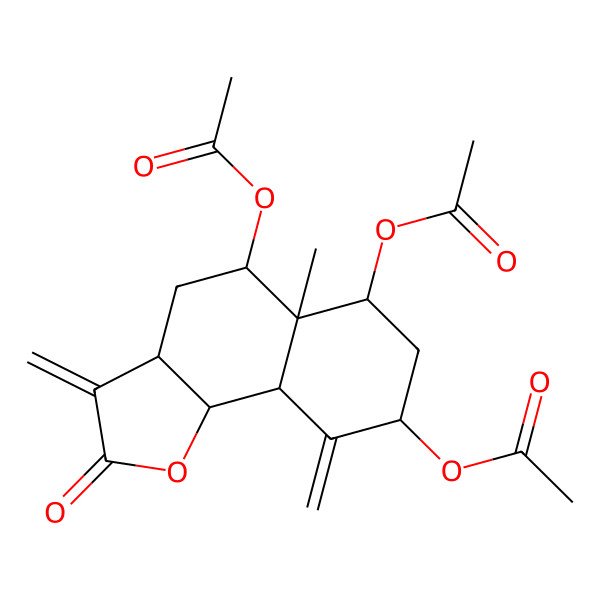 2D Structure of [(3aS,5R,5aS,6S,8R,9aS,9bS)-5,6-diacetyloxy-5a-methyl-3,9-dimethylidene-2-oxo-3a,4,5,6,7,8,9a,9b-octahydrobenzo[g][1]benzofuran-8-yl] acetate