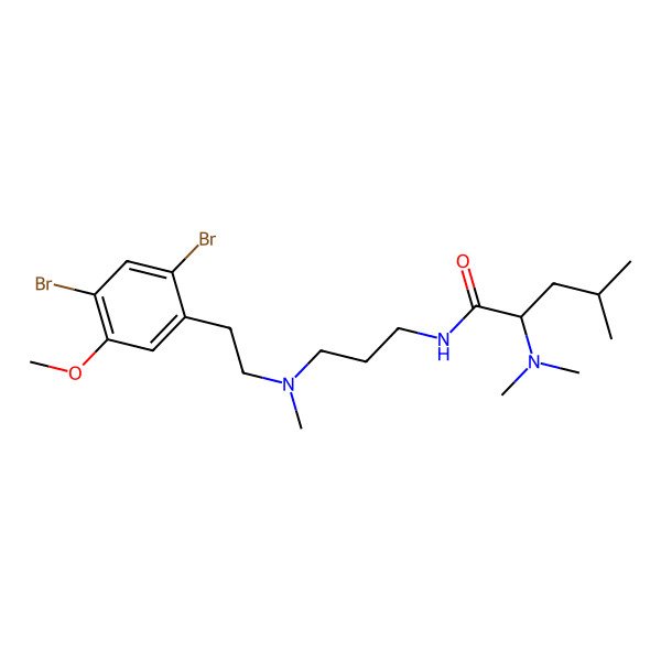 2D Structure of (2S)-N-[3-[2-(2,4-dibromo-5-methoxyphenyl)ethyl-methylamino]propyl]-2-(dimethylamino)-4-methylpentanamide