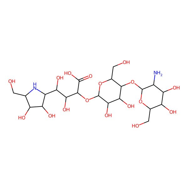 2D Structure of (2R,3S,4R)-2-[(2S,3R,4R,5R,6R)-5-[(2S,3S,4R,5S,6R)-3-amino-4,5-dihydroxy-6-(hydroxymethyl)oxan-2-yl]oxy-3,4-dihydroxy-6-(hydroxymethyl)oxan-2-yl]oxy-4-[(2S,3R,4R,5R)-3,4-dihydroxy-5-(hydroxymethyl)pyrrolidin-2-yl]-3,4-dihydroxybutanoic acid