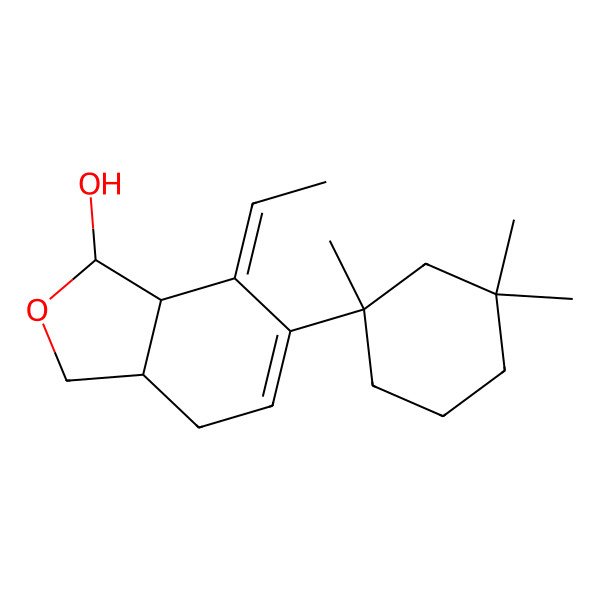 2D Structure of (1S,3aR,7Z,7aR)-7-ethylidene-6-[(1S)-1,3,3-trimethylcyclohexyl]-3,3a,4,7a-tetrahydro-1H-2-benzofuran-1-ol