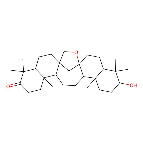 2D Structure of (1R,4R,9R,10R,13R,14S,17R,19R,22S)-17-hydroxy-5,5,9,14,18,18-hexamethyl-23-oxahexacyclo[20.2.1.01,10.04,9.013,22.014,19]pentacosan-6-one