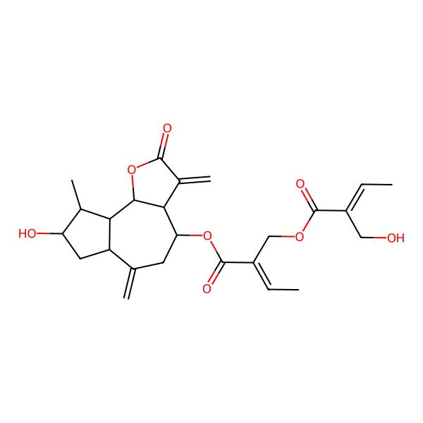 2D Structure of 2-[(8-hydroxy-9-methyl-3,6-dimethylidene-2-oxo-4,5,6a,7,8,9,9a,9b-octahydro-3aH-azuleno[4,5-b]furan-4-yl)oxycarbonyl]but-2-enyl 2-(hydroxymethyl)but-2-enoate