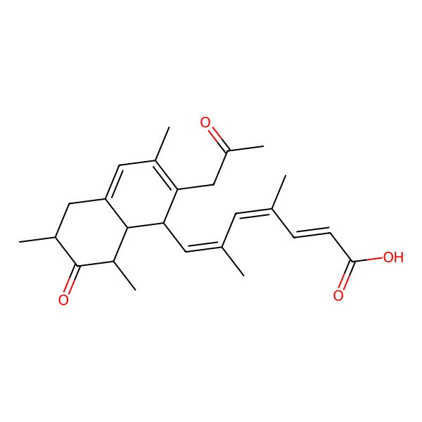 2D Structure of 4,6-dimethyl-7-[3,6,8-trimethyl-7-oxo-2-(2-oxopropyl)-5,6,8,8a-tetrahydro-1H-naphthalen-1-yl]hepta-2,4,6-trienoic acid