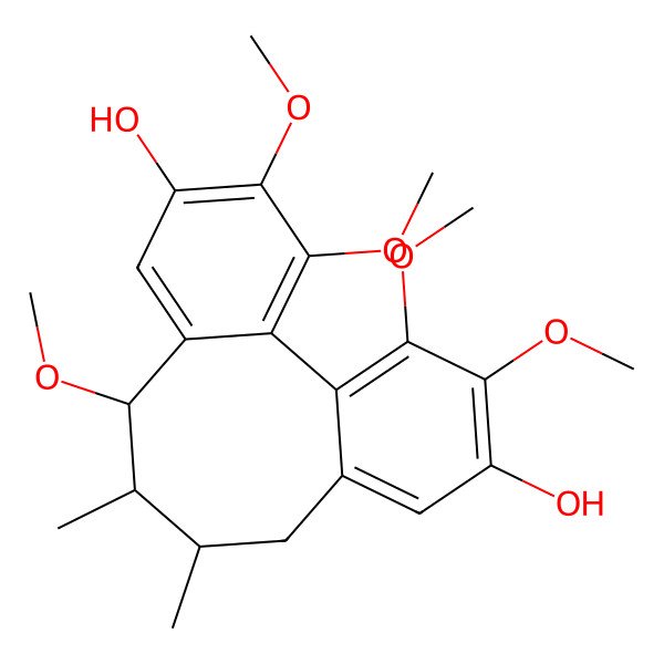 2D Structure of 3,4,8,15,16-Pentamethoxy-9,10-dimethyltricyclo[10.4.0.02,7]hexadeca-1(16),2,4,6,12,14-hexaene-5,14-diol