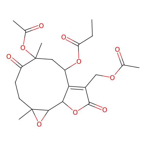 2D Structure of [(1S,2S,4R,8R,10S)-8-acetyloxy-12-(acetyloxymethyl)-4,8-dimethyl-7,13-dioxo-3,14-dioxatricyclo[9.3.0.02,4]tetradec-11-en-10-yl] propanoate