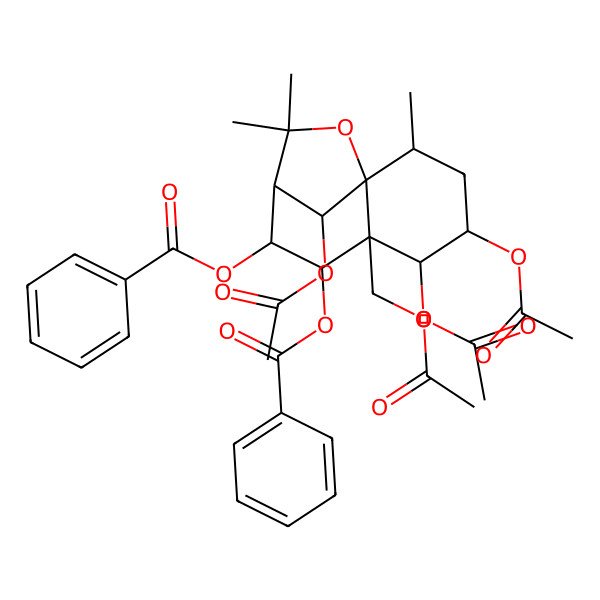 2D Structure of [(1S,2R,4S,5R,6S,7R,8R,9R,12S)-4,5,12-triacetyloxy-6-(acetyloxymethyl)-7-benzoyloxy-2,10,10-trimethyl-11-oxatricyclo[7.2.1.01,6]dodecan-8-yl] benzoate