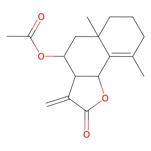 2D Structure of [(3aR,4S,5aR,9bS)-5a,9-dimethyl-3-methylidene-2-oxo-4,5,6,7,8,9b-hexahydro-3aH-benzo[g][1]benzofuran-4-yl] acetate