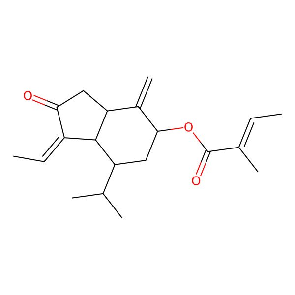 2D Structure of (1Z,3aR,5R,7S,7aS)-1-Ethylideneoctahydro-4-methylene-7-(1-methylethyl)-2-oxo-1H-inden-5-yl (2Z)-2-methyl-2-butenoate