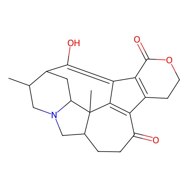 2D Structure of 22-Hydroxy-16,20-dimethyl-4-oxa-14-azahexacyclo[15.4.1.02,7.08,21.012,20.014,19]docosa-1(22),2(7),8(21)-triene-3,9-dione