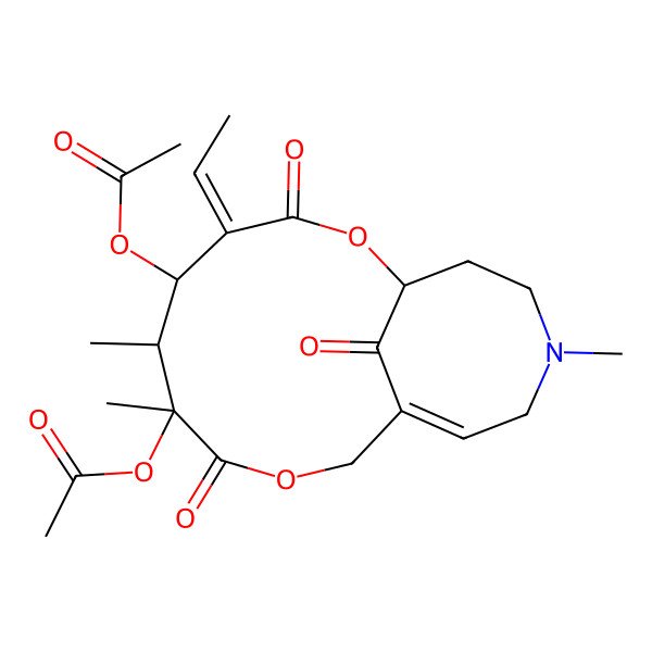 2D Structure of [(1R,4Z,5S,6S,7S,11Z)-7-acetyloxy-4-ethylidene-6,7,14-trimethyl-3,8,17-trioxo-2,9-dioxa-14-azabicyclo[9.5.1]heptadec-11-en-5-yl] acetate