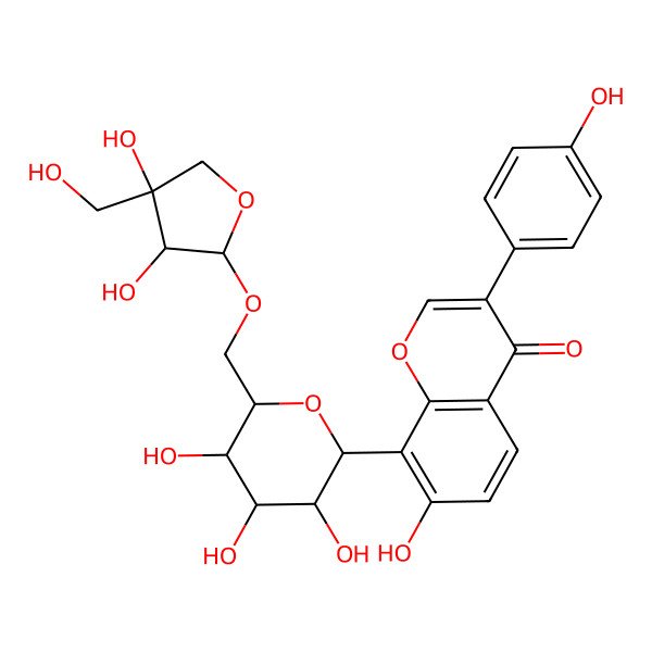 2D Structure of 8-[6-[[3,4-Dihydroxy-4-(hydroxymethyl)tetrahydrofuran-2-yl]oxymethyl]-3,4,5-trihydroxy-tetrahydropyran-2-yl]-7-hydroxy-3-(4-hydroxyphenyl)chromen-4-one