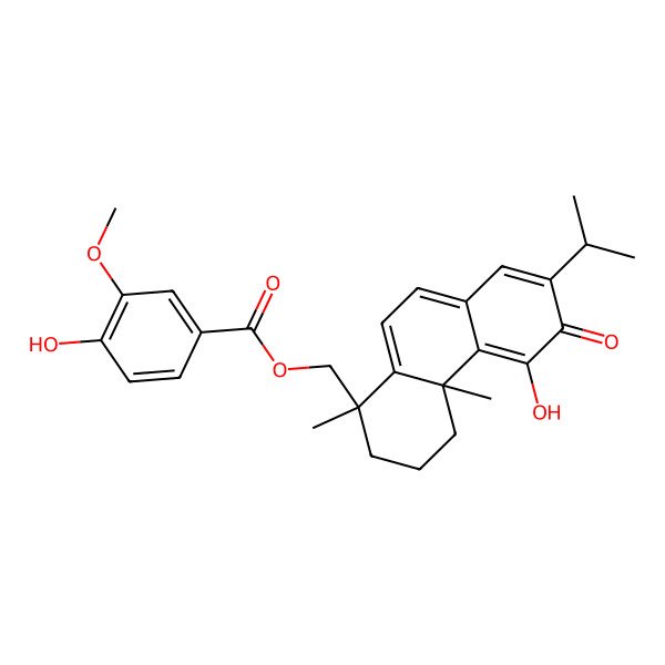 2D Structure of [(1R,4aR)-5-hydroxy-1,4a-dimethyl-6-oxo-7-propan-2-yl-3,4-dihydro-2H-phenanthren-1-yl]methyl 4-hydroxy-3-methoxybenzoate