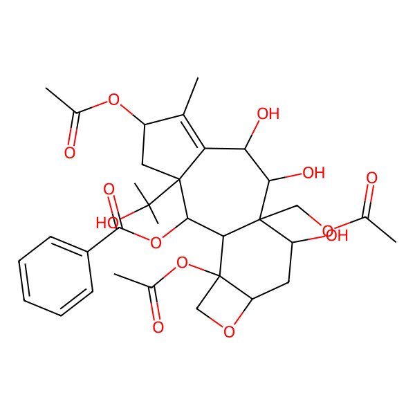 2D Structure of [5,16-Diacetyloxy-10-(acetyloxymethyl)-8,9,11-trihydroxy-3-(2-hydroxypropan-2-yl)-6-methyl-14-oxatetracyclo[8.6.0.03,7.013,16]hexadec-6-en-2-yl] benzoate