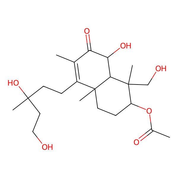 2D Structure of [(1S,2R,4aS,8S,8aR)-5-(3,5-dihydroxy-3-methylpentyl)-8-hydroxy-1-(hydroxymethyl)-1,4a,6-trimethyl-7-oxo-3,4,8,8a-tetrahydro-2H-naphthalen-2-yl] acetate