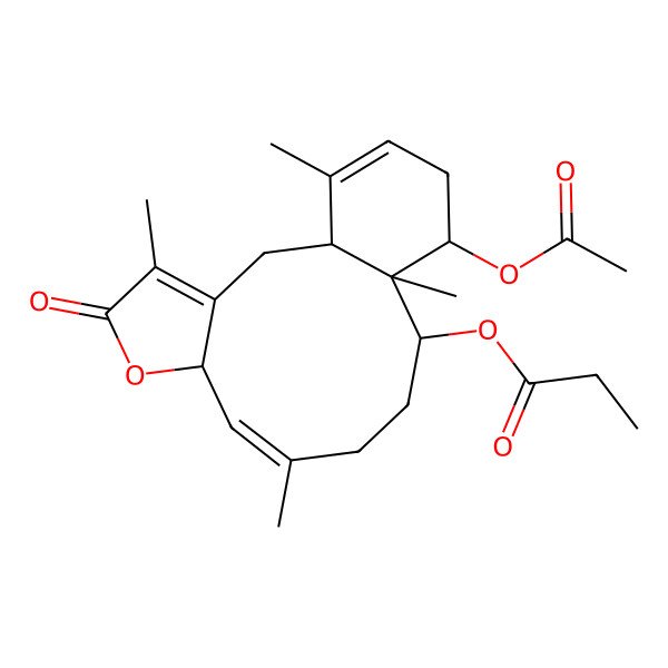 2D Structure of [(1S,7S,8Z,12S,13S,14S)-14-acetyloxy-4,9,13,17-tetramethyl-5-oxo-6-oxatricyclo[11.4.0.03,7]heptadeca-3,8,16-trien-12-yl] propanoate