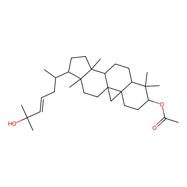 2D Structure of [(1S,3R,6S,8R,11S,12S,15R,16R)-15-[(E,2S)-6-hydroxy-6-methylhept-4-en-2-yl]-7,7,12,16-tetramethyl-6-pentacyclo[9.7.0.01,3.03,8.012,16]octadecanyl] acetate