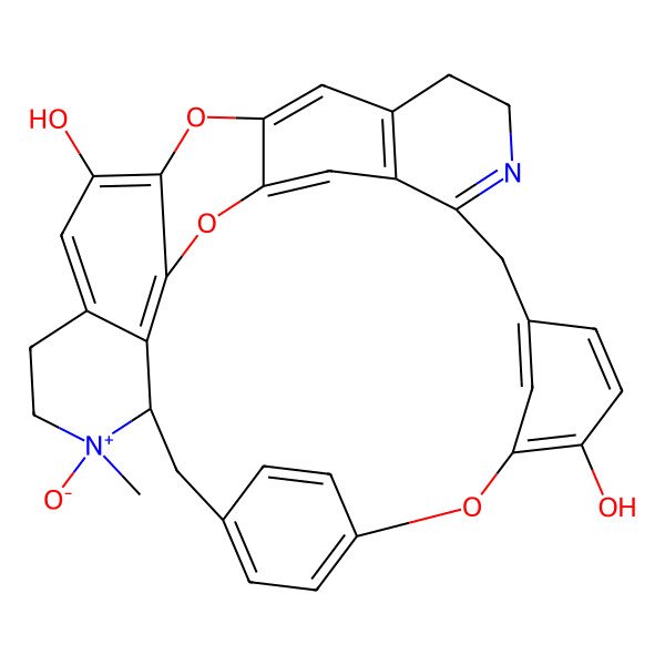 2D Structure of (21S)-22-methyl-22-oxido-15,29,31-trioxa-7-aza-22-azoniaoctacyclo[19.9.3.216,19.14,30.110,14.03,8.025,33.028,32]heptatriaconta-1(30),2,4(34),7,10(37),11,13,16,18,25,27,32,35-tridecaene-13,27-diol