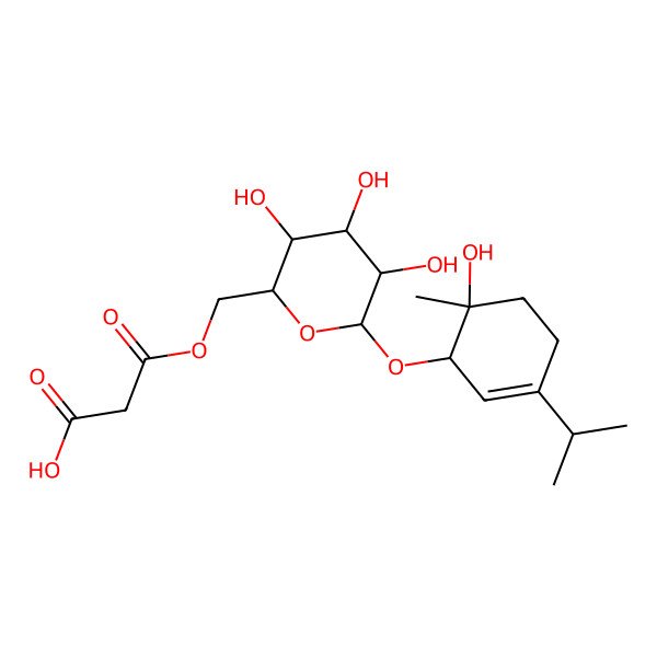 2D Structure of 3-Oxo-3-[[3,4,5-trihydroxy-6-(6-hydroxy-6-methyl-3-propan-2-ylcyclohex-2-en-1-yl)oxyoxan-2-yl]methoxy]propanoic acid