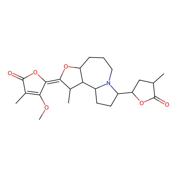 2D Structure of (5E)-4-methoxy-3-methyl-5-[3-methyl-11-(4-methyl-5-oxooxolan-2-yl)-5-oxa-10-azatricyclo[8.3.0.02,6]tridecan-4-ylidene]furan-2-one