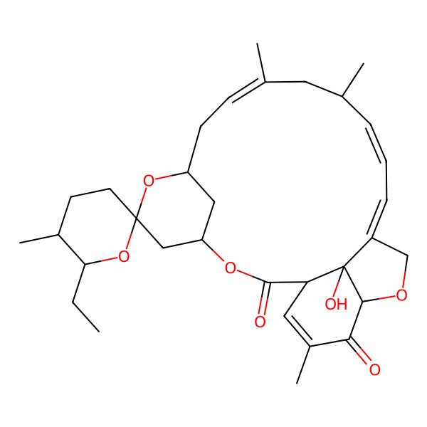 2D Structure of (1R,4S,5'S,6R,6'R,8R,10Z,13R,14Z,16Z,20R,24S)-6'-ethyl-24-hydroxy-5',11,13,22-tetramethylspiro[3,7,19-trioxatetracyclo[15.6.1.14,8.020,24]pentacosa-10,14,16,22-tetraene-6,2'-oxane]-2,21-dione