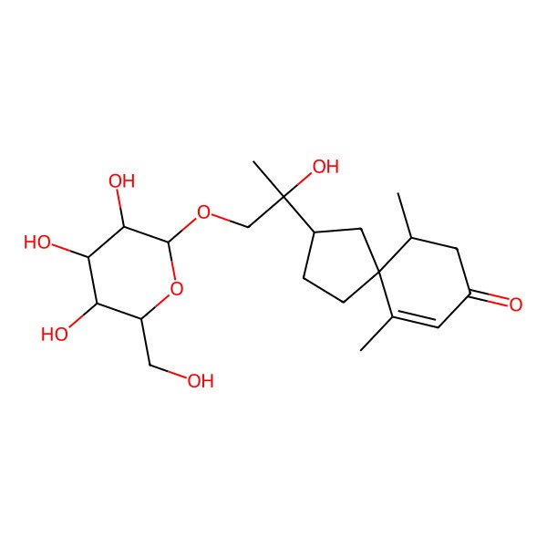 2D Structure of (3R,5S,6S)-3-[(2R)-2-hydroxy-1-[(2R,3R,4S,5S,6R)-3,4,5-trihydroxy-6-(hydroxymethyl)oxan-2-yl]oxypropan-2-yl]-6,10-dimethylspiro[4.5]dec-9-en-8-one