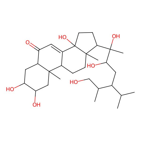 2D Structure of (2S,3R,5R,9R,10R,13R,14S,17S)-2,3,14-trihydroxy-10,13-dimethyl-17-[(2R,3R,5S,6S)-2,3,7-trihydroxy-6-methyl-5-propan-2-ylheptan-2-yl]-2,3,4,5,9,11,12,15,16,17-decahydro-1H-cyclopenta[a]phenanthren-6-one