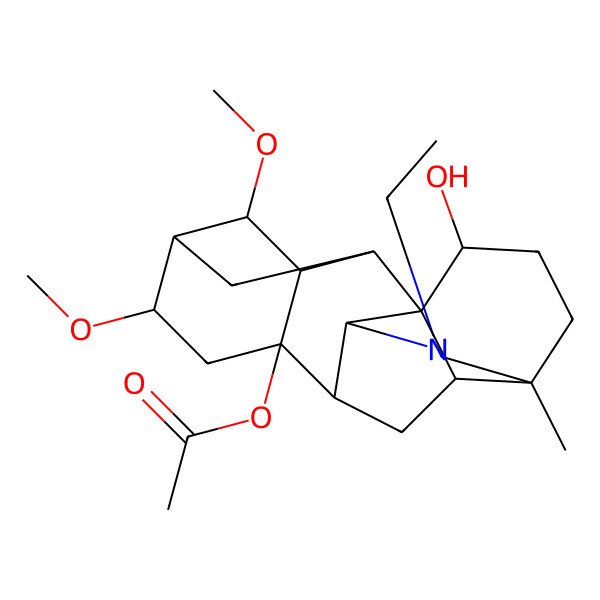 2D Structure of [(1S,2R,3R,4S,5R,6S,8S,9S,10R,13R,16S,17R)-11-ethyl-16-hydroxy-4,6-dimethoxy-13-methyl-11-azahexacyclo[7.7.2.12,5.01,10.03,8.013,17]nonadecan-8-yl] acetate