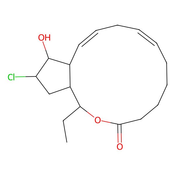 2D Structure of (1R,2S,9Z,12Z,14R,15R,16R)-16-chloro-2-ethyl-15-hydroxy-3-oxabicyclo[12.3.0]heptadeca-9,12-dien-4-one