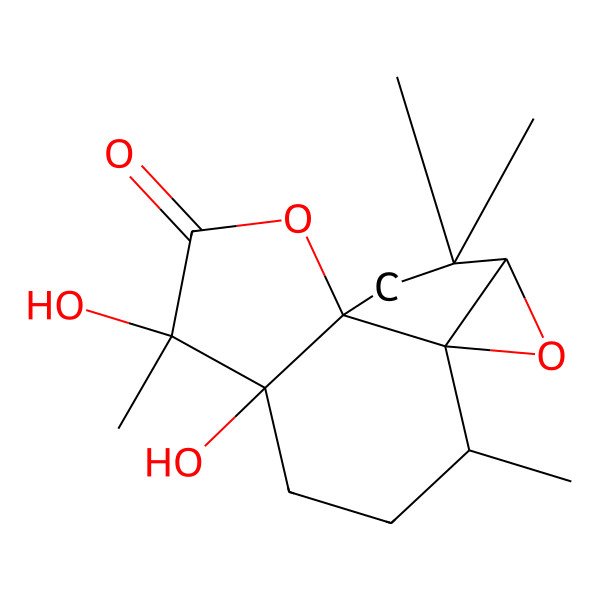 2D Structure of (1S,4R,5S,8R,9R,11R)-4,5-dihydroxy-4,8,12,12-tetramethyl-2,10-dioxatetracyclo[7.4.0.01,5.09,11]tridecan-3-one