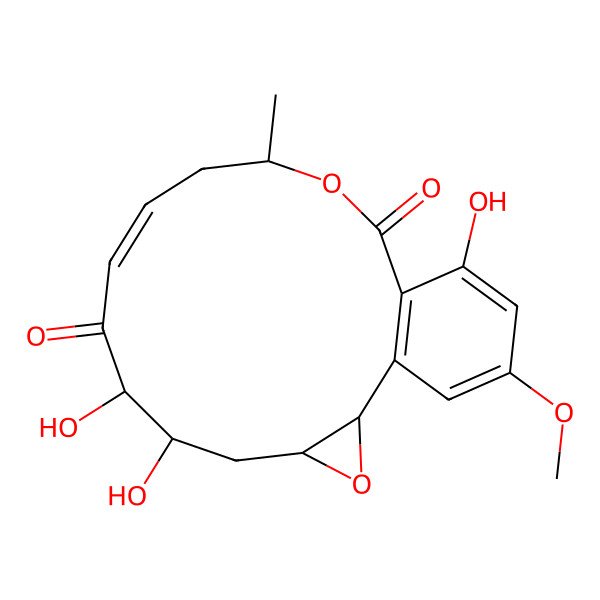 2D Structure of (2R,4R,6S,7S,12S)-6,7,16-trihydroxy-18-methoxy-12-methyl-3,13-dioxatricyclo[13.4.0.02,4]nonadeca-1(15),9,16,18-tetraene-8,14-dione