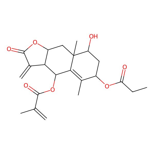 2D Structure of [(3aR,4R,6R,8R,8aR,9aR)-8-hydroxy-5,8a-dimethyl-3-methylidene-2-oxo-6-propanoyloxy-4,6,7,8,9,9a-hexahydro-3aH-benzo[f][1]benzofuran-4-yl] 2-methylprop-2-enoate