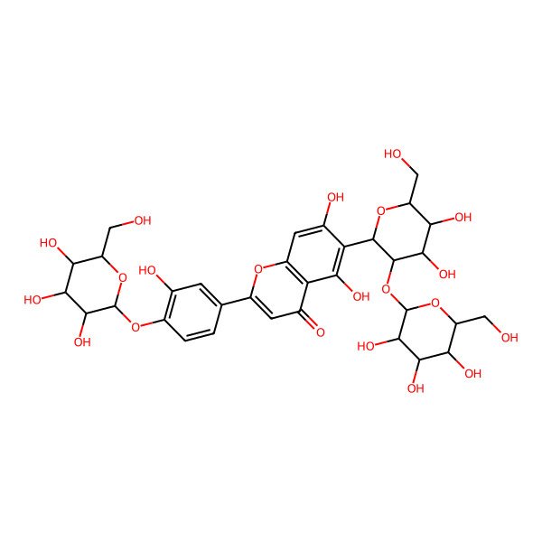 2D Structure of 6-[4,5-Dihydroxy-6-(hydroxymethyl)-3-[3,4,5-trihydroxy-6-(hydroxymethyl)oxan-2-yl]oxyoxan-2-yl]-5,7-dihydroxy-2-[3-hydroxy-4-[3,4,5-trihydroxy-6-(hydroxymethyl)oxan-2-yl]oxyphenyl]chromen-4-one