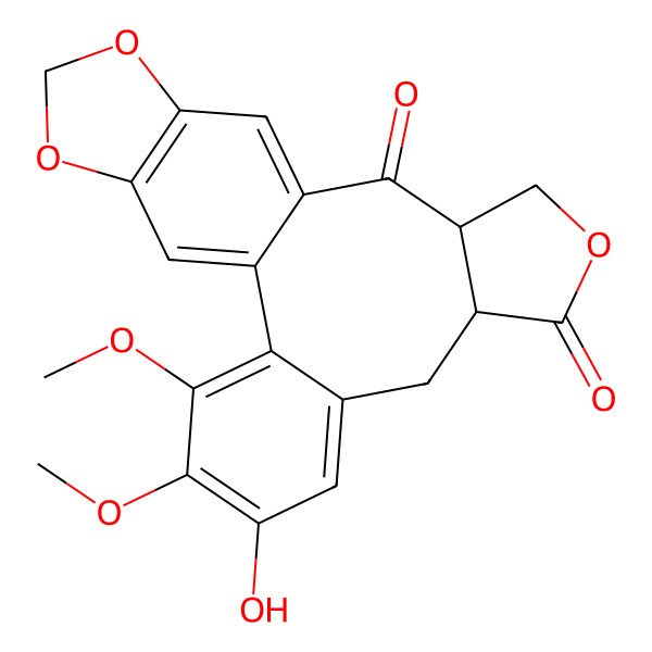 2D Structure of (9R,13R)-5-hydroxy-3,4-dimethoxy-11,18,20-trioxapentacyclo[13.7.0.02,7.09,13.017,21]docosa-1(22),2,4,6,15,17(21)-hexaene-10,14-dione