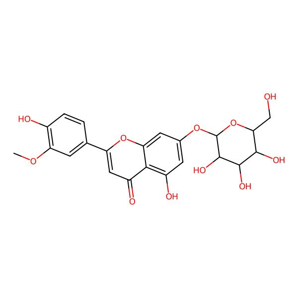 2D Structure of 5-hydroxy-2-(4-hydroxy-3-methoxyphenyl)-7-[(2R,3S,4R,5R,6S)-3,4,5-trihydroxy-6-(hydroxymethyl)oxan-2-yl]oxychromen-4-one