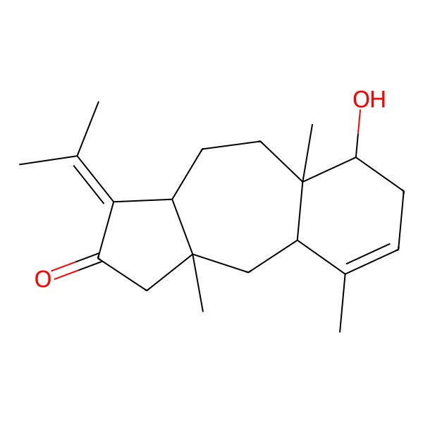 2D Structure of (3aS,5aR,6R,9aS,10aR)-6-hydroxy-5a,9,10a-trimethyl-3-propan-2-ylidene-1,3a,4,5,6,7,9a,10-octahydrobenzo[f]azulen-2-one