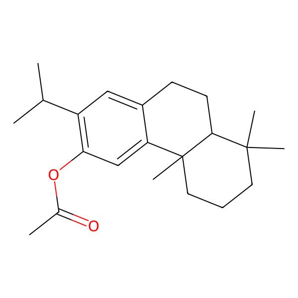 2D Structure of 3-Phenanthrenol, 4b,5,6,7,8,8a,9,10-octahydro-4b,8,8-trimethyl-2-(1-methylethyl)-, acetate, (4bs-trans)-