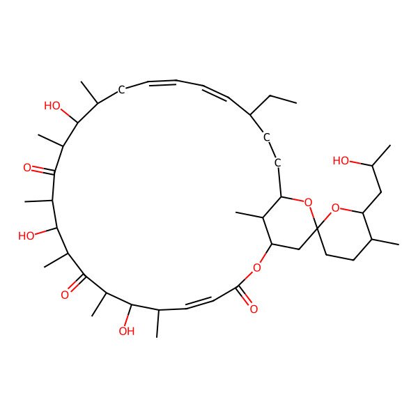 2D Structure of 22-Ethyl-7,11,15-trihydroxy-6'-(2-hydroxypropyl)-5',6,8,10,12,14,16,29-octamethylspiro[2,26-dioxabicyclo[23.3.1]nonacosa-4,18,20-triene-27,2'-oxane]-3,9,13-trione