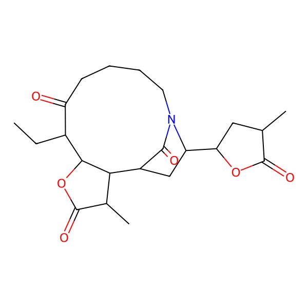 2D Structure of (1S,2S,3S,6R,7S,14S)-7-ethyl-3-methyl-14-[(2S,4S)-4-methyl-5-oxooxolan-2-yl]-5-oxa-13-azatricyclo[11.2.1.02,6]hexadecane-4,8,16-trione