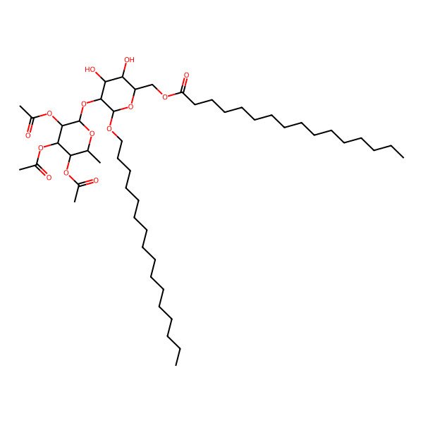 2D Structure of [6-Hexadecoxy-3,4-dihydroxy-5-(3,4,5-triacetyloxy-6-methyloxan-2-yl)oxyoxan-2-yl]methyl hexadecanoate