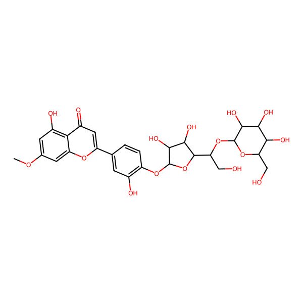 2D Structure of 2-[4-[3,4-Dihydroxy-5-[2-hydroxy-1-[3,4,5-trihydroxy-6-(hydroxymethyl)oxan-2-yl]oxyethyl]oxolan-2-yl]oxy-3-hydroxyphenyl]-5-hydroxy-7-methoxychromen-4-one