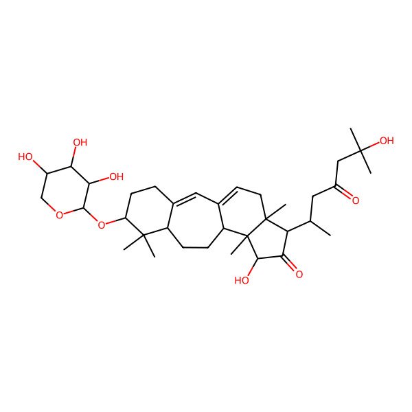 2D Structure of (6S,8R,11R,12S,13R,15R,16R)-13-hydroxy-15-[(2R)-6-hydroxy-6-methyl-4-oxoheptan-2-yl]-7,7,12,16-tetramethyl-6-[(2S,3R,4S,5S)-3,4,5-trihydroxyoxan-2-yl]oxytetracyclo[9.7.0.03,8.012,16]octadeca-1(18),2-dien-14-one